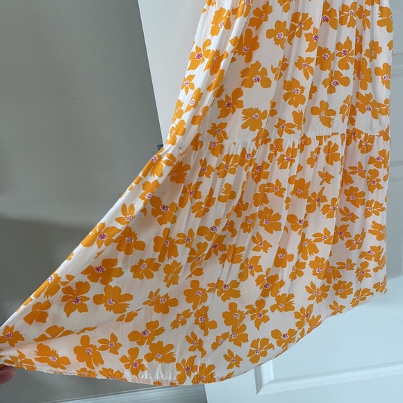 All in Favor “Orange Cream Floral” Print Strappy Tiered Sundress w Halter - Picture 8 of 12